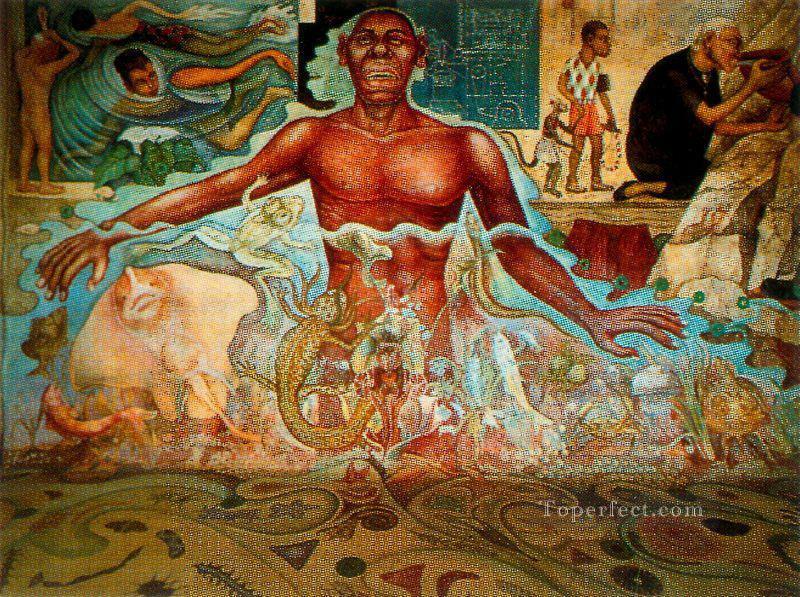 アフリカ民族を象徴する人物 1951 年 ディエゴ・リベラ油絵